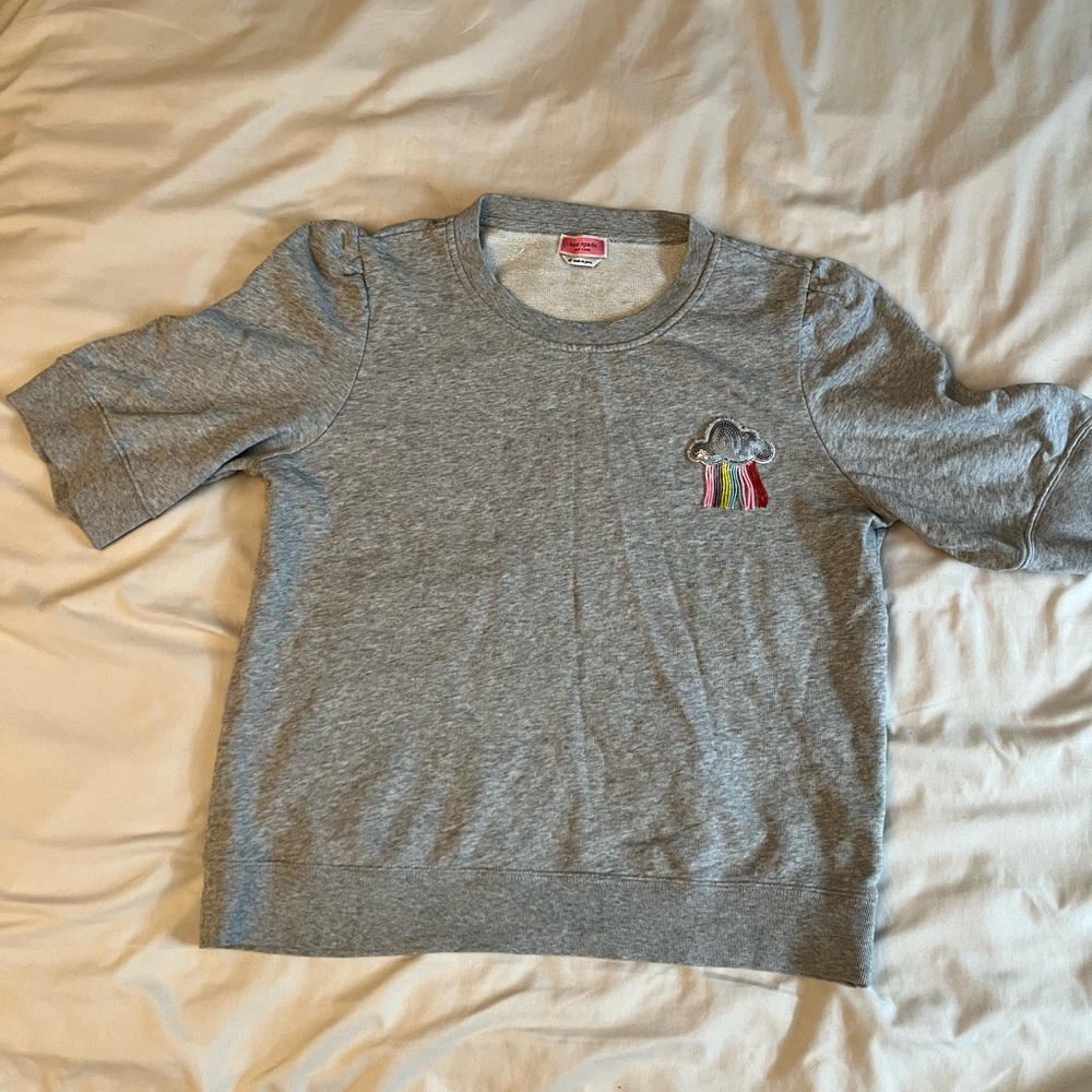 Women’s Kate Spade grey sweater with rainbow beaded cloud